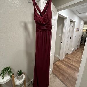 David’s Bridal Wine Chiffon Gown